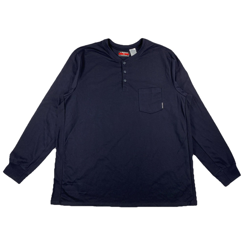 Bulwark FR Long Sleeve Henley Cat2 2112 Black 100% Cotton Men's XXL